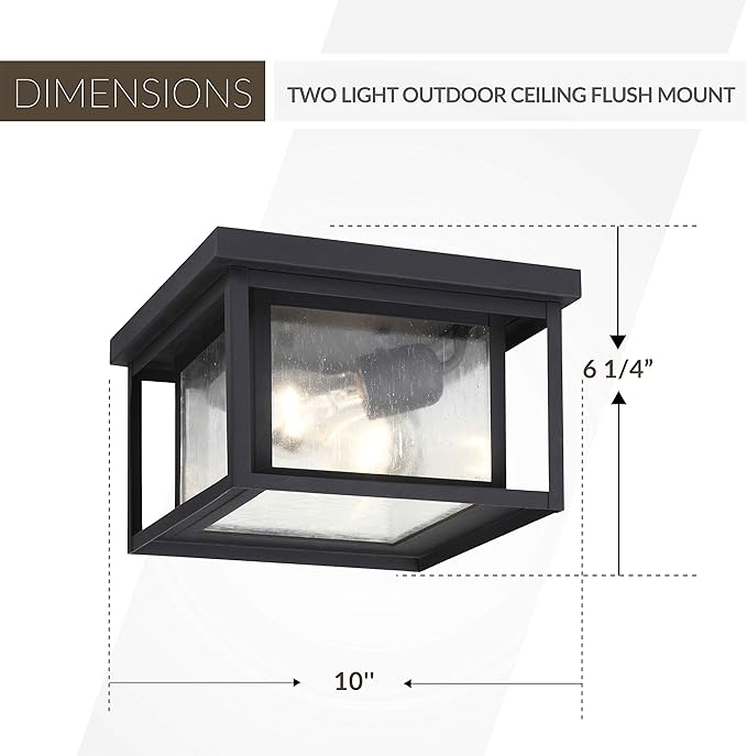 Sea Gull Lighting 78027-12, Hunnington Cast Aluminum Outdoor Ceiling Lighting, 30W, Black, two light