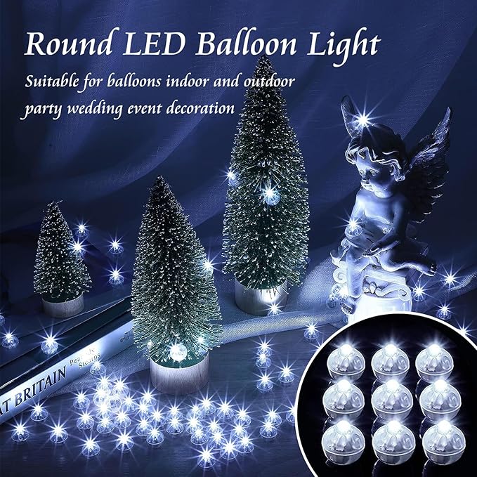 200pcs Balloon Lights Cool White Mini LED Lights Round Long Standby Time Multicolor Ball Lamps for Birthday Party Christmas Halloween Decoration