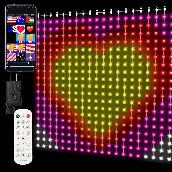 Smart Curtain Lights 400 LED, Color Changing American Flag Fairy Lights with APP & Remote 6.6 x 6.6 FT, DIY Waterproof Decor for Bedroom Backdrop Outdoor 4th of July Halloween Christmas
