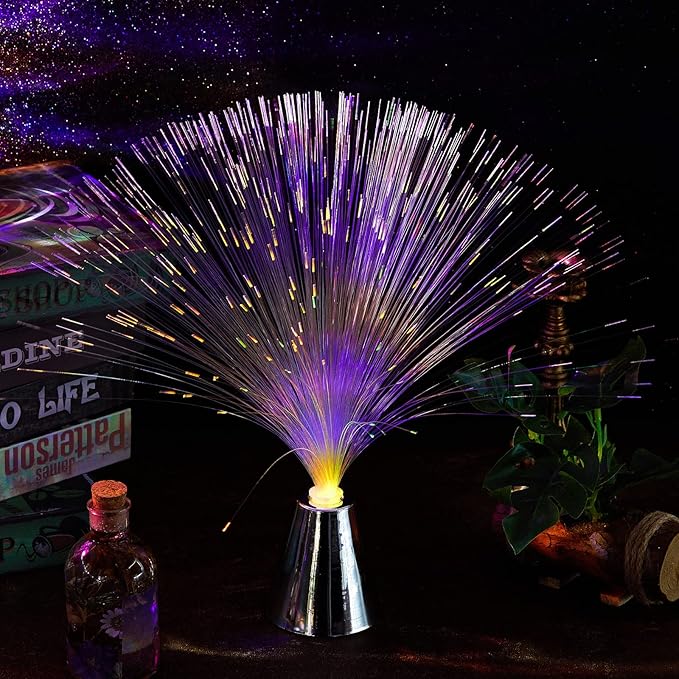 Patelai Fiber Optic Lamp Lighting Bulk 13.5" Color Changing Crystal Base with 7 Colors Table Centerpiece Atmosphere Decor for Glow in The Dark Favors Supplies Valentines Day Wedding Decorations
