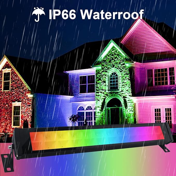 50W RGB Wall Washer Light, RGB Light bar, Warm 3000K & 16 Million Colors&Timing& Music Sync, with Remote & APP Control, for Commercial Lighting, Birthday Party, Garden Lighting, Wall Display