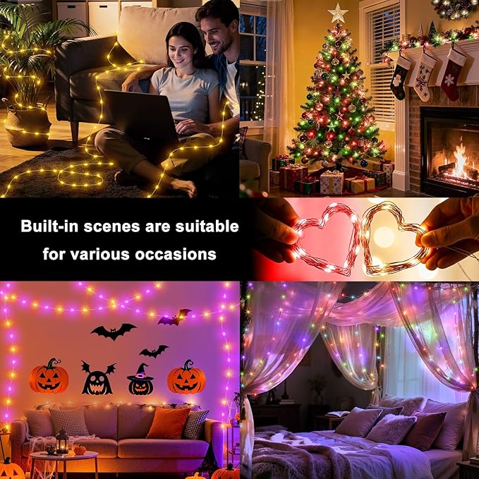 50ft Fairy Lights Plug in, Dimmable 25 Colors 14 Modes RGB+Warm White Color Changing String Lights,150LED Twinkle Lights with Remote, Christmas Fairy Lights for Indoor Outdoor Party Xmas Décor