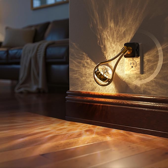 Briignite LED Night Lights Plug into Wall, 330° Rotating Night Light with Dusk to Dawn Sensor, 0-100LM Dimmable Nightlight Adjustable Brightness, 3000K Warm White for Hallway, Bedroom, Stairway