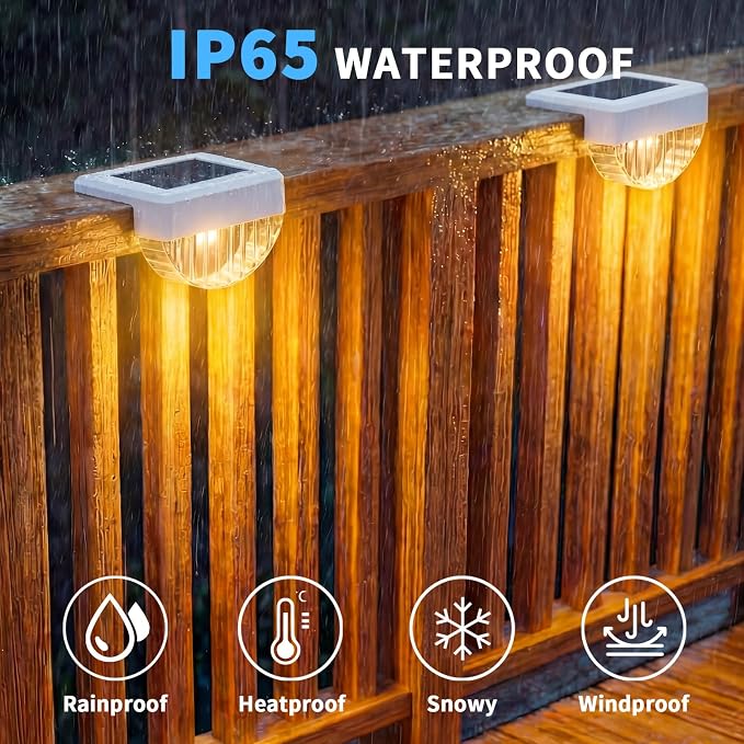 VOLISUN 16 Pack Solar Deck Lights Outdoor, Warm White LED Solar Step Lights for Outside, Waterproof Fence Light for Patio, Deck, Stairs, Yard, Pool and Porch (White)