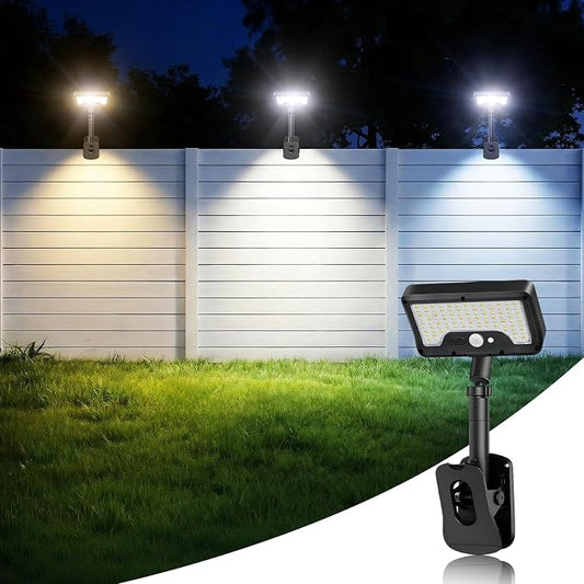 iMaihom Clip On Solar Lights Outdoor with Motion Sensor, 92 LED 600LM Solar Fence Lights, Warm/Neutral/Cool White, 360° Adjustable, IP65 Waterproof Security Light for Deck, Gutter, Porch (1, Brown)