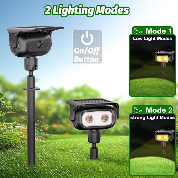 Solar Outdoor Spotlights, 2-in-1 Solar Powered Adjustable Landscape Lights, IP65 Waterproof Wall Lights & Ground Inserted Lights for Yard, Garden, Pathway (Cool White,4 Pack)