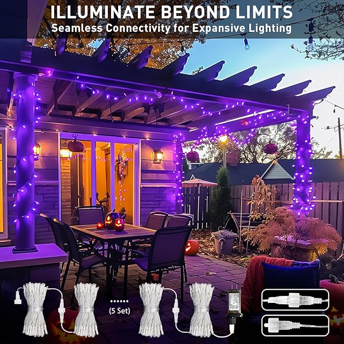 JMEXSUSS 150 LED Purple Christmas Lights Indoor, 8 Modes Connectable String Lights Outdoor Waterproof, 59FT Purple Twinkle Fairy Light for Tree Party Bedroom Home Christmas Decorations (Pack of 2)