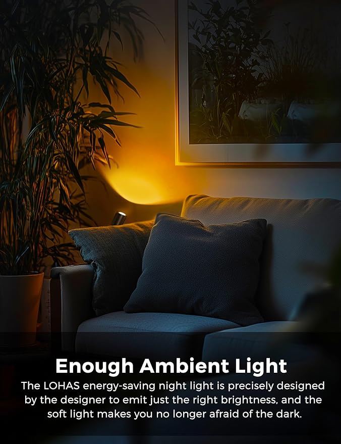 L LOHAS LED Night Lights Plug into Wall, [2-Pack] Decorative Night Lights with Dusk to Dawn Sensor,Brightness Adjustable,RGB Color Changing Nightlight for Bathroom,Hallway,Stairs