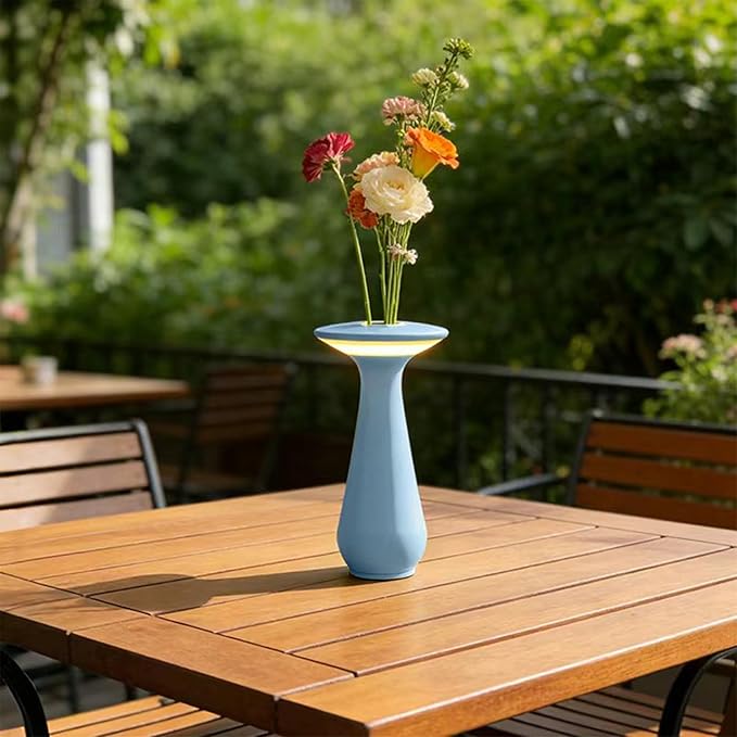 Gifts for Women Mom, Cordless Flower Table Lamp, Rechargeable LED Vase Night Light for Bedroom, Portable Dining Table Lamp for Restaurant, Office & Home Decor