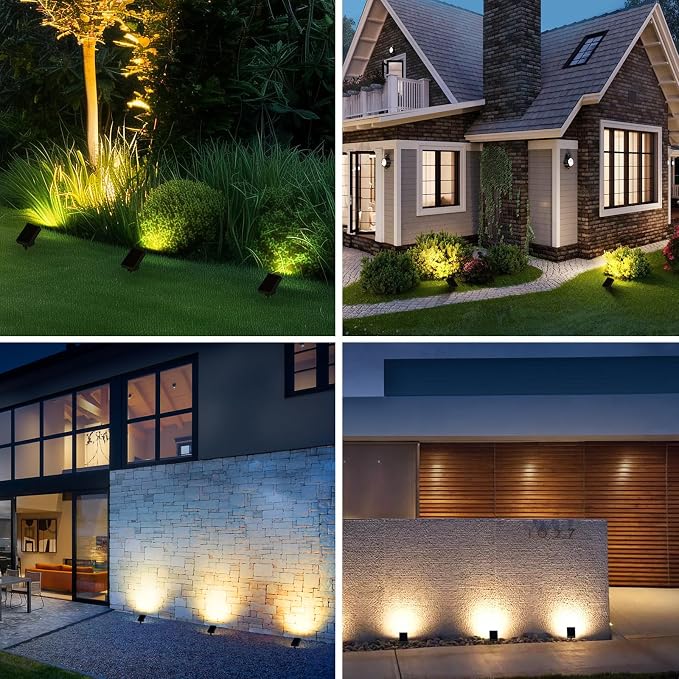 SOTTLOT Solar Spot Lights Outdoor, Solar Pathway Lights, Metal Ground Spike | 4 Working Modes, 500LM Solar Landscape Light, IP65 Waterproof Solar Powered Outdoor Lights for Lawn Yard Garden Patio, 2pcs