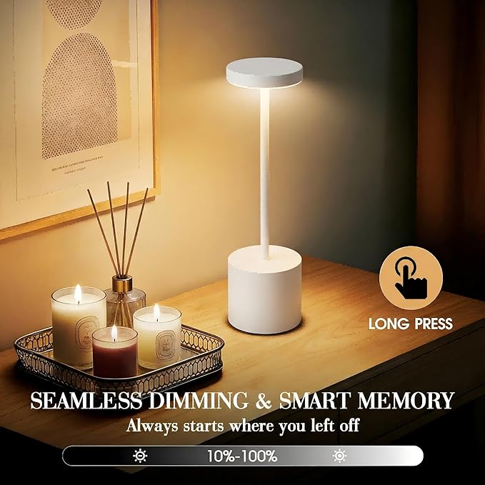 AUDLES Cordless Table Lamp – 2 Pack Rechargeable Table Lamps, 5000mAh Battery Operated Lamp with 3-Color Dimmable Light, Outdoor Table Lamp for Bedroom, Restaurant, Patio, Home Décor (White)