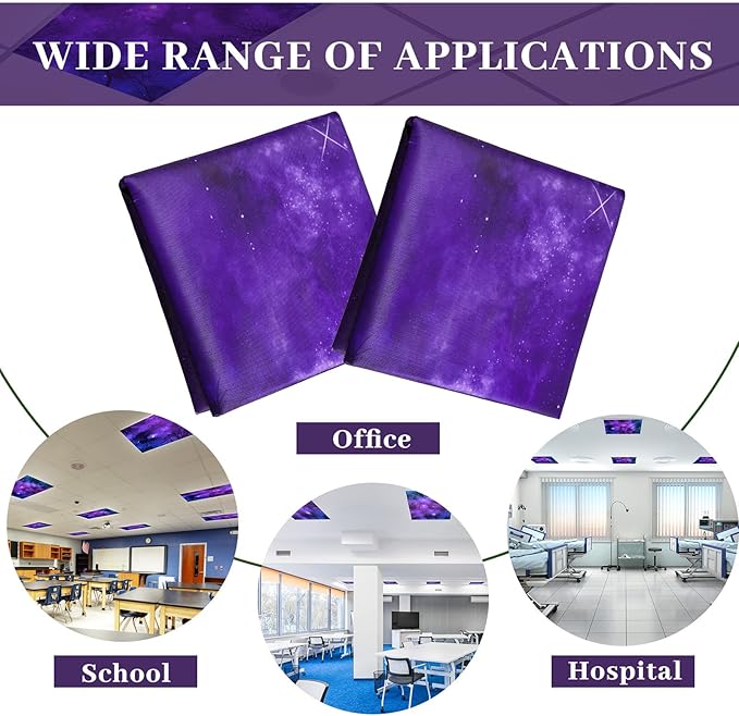 Patelai 8 Pack Fluorescent Light Covers for Classroom Ceiling 4 x 2 Feet Magnetic Light Covers Filter for Office School Drop Ceiling Supplies(Galaxy Style)