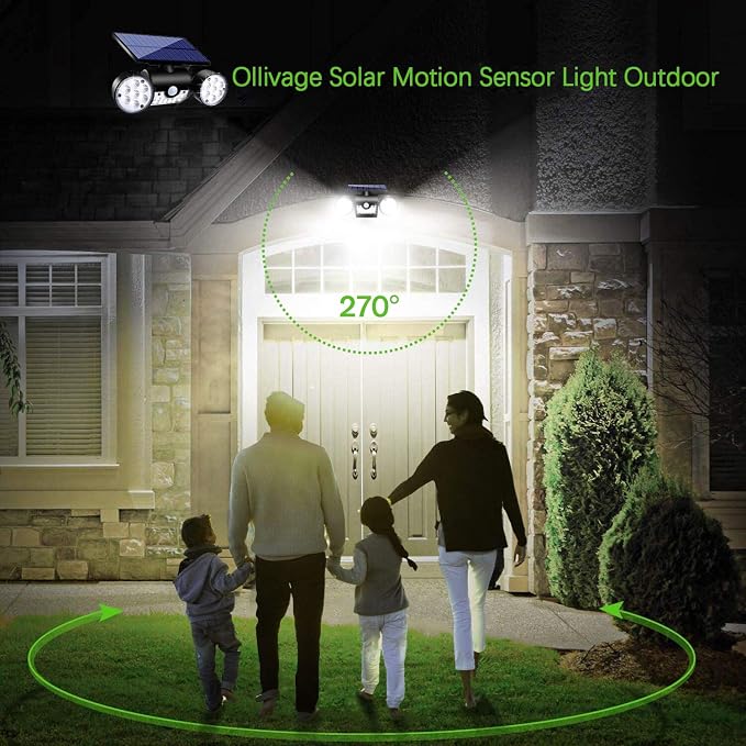 Solar Lights Outdoor, 30 LED Solar Security Lights with Motion Sensor Outdoor Spotlights IP65 Waterproof 360° Adjustable Solar Wall Lights Outdoor for Yard Garage Patio Porch, 4 Pack