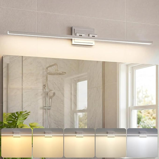 VOLISUN Modern Bathroom Vanity Light 39.4 inch, Rotatable, 24W Dimmable 5CCT Led Bathroom Light Fixture Over Mirror, Brushed Nickel Bar Vanity Light for Bathroom Mirror Cabinets-ETL Certificated