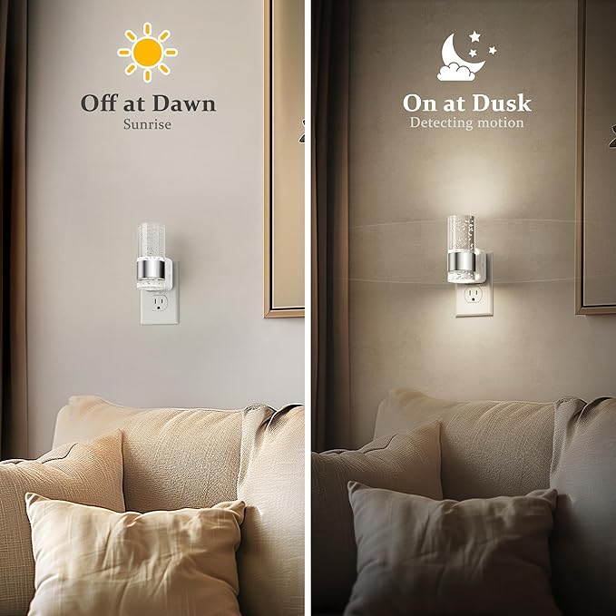 JandCase Night Light, Night Lights Plug into Wall,2 Pack LED Nightlight with Adjustable Brightness, 5000K，Automatic Night Light Plug in with Auto Light Sensor for Bathroom Hallway Room Decor