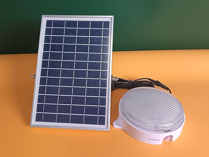 Solar Ceiling Light, Daytime & Night 6000K/4000K/3200K Solar Shed Light with On Off Switch & Remote, Dimmable Waterproof Barn Lights Indoor & Outdoor for Cabin Shelter Hallway Tools Room
