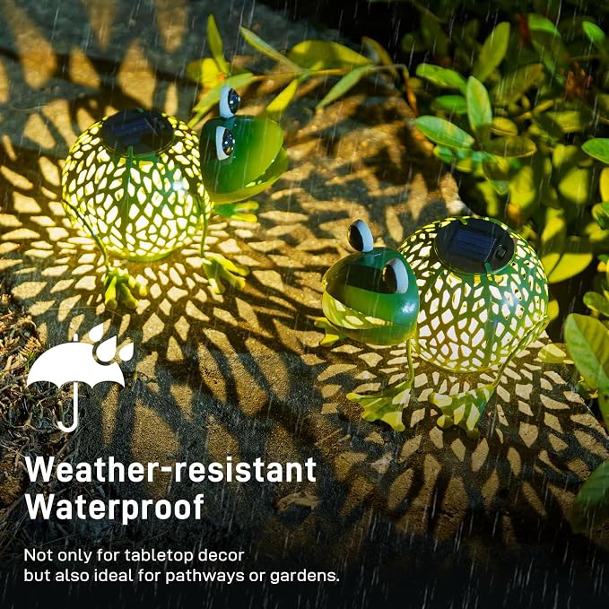 Solar Lanterns Outdoor Waterproof, 2 Pack Frog Solar Lights with Auto On/Off for Garden Yard Pathway Table Decor,2025 Gardening Lovers Mom Gifts