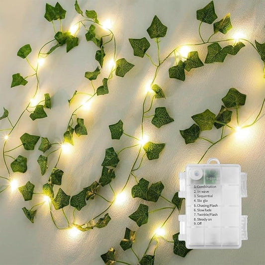 Vine with Fairy Lights, 33ft 100 LEDs Ivy Vine Lights Battery Operated Indoor String Lights, Artifical Garland Leaf Fairy Light Wall Wedding Garden Dorm Bedroom Decor
