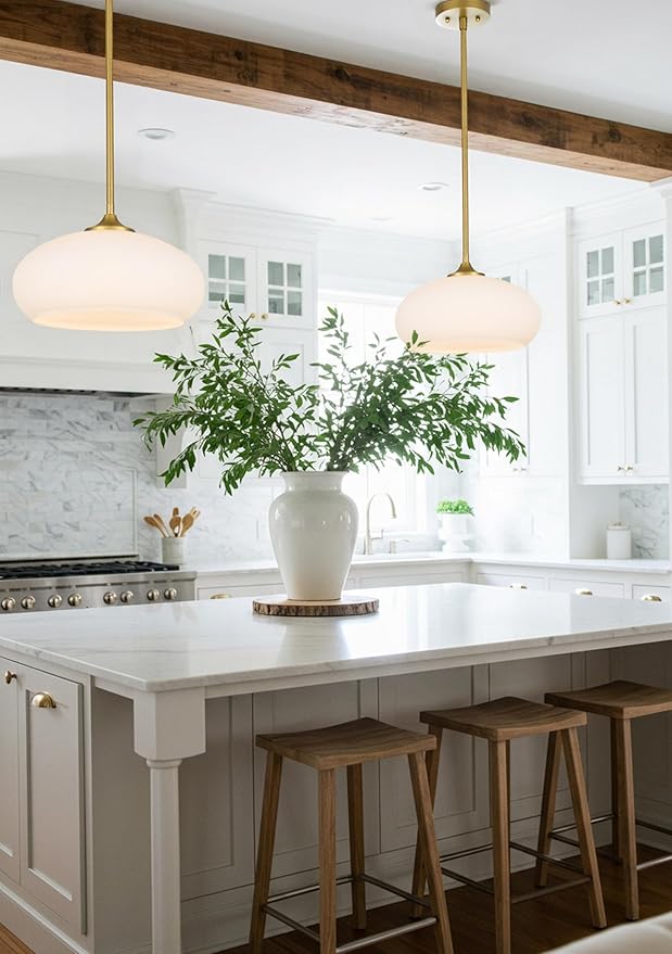 Tawson Juno Modern 1-Light Pendant Ceiling Light Fixture with Etched Opal Glass Shade for Kitchen Island, Hallway, Entryway, Passway, Dining Room, Bedroom, Balcony Living Room
