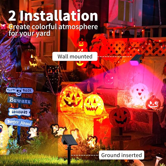 WENATY Solar Spot Lights Outdoor Color Changing, [7 Mode/6 Pack] Christmas Landscape Spotlights, Solar Lights Outdoor Waterproof, Solar Led Powered Flood Light for Outside Pathway Yard Garden Walkway