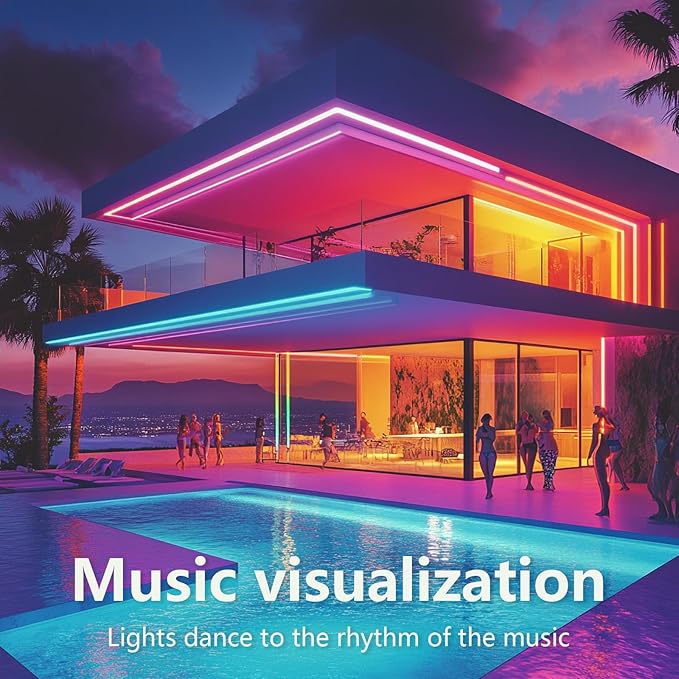 Outdoor LED Strip Lights, 66 ft, Smart IP67 Waterproof RGB Lights 20m with Music Sync and App Control, Wall-Mountable, for Balcony, Garden, Bedroom, Christmas, Halloween (No Remote Control)