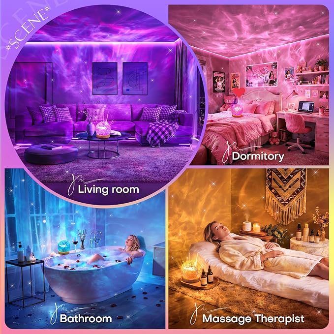 Ambient Lighting, 216 Modes Mood Lighting, 3-in-1 Sunset Lamp & Ocean Lamp & Northern Lights Projector with Remote, Room Lights for Bedroom,Gifts for Teenage Girls,13 Year Old Girl Gifts