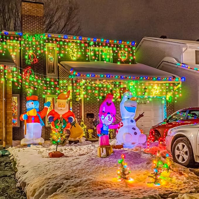 Icicle Christmas Lights Outdoor - 66FT 640 LED Icicle Lights for Outside with 8 Modes Timer, 120 Drops Waterproof Connectable Hanging String Lights Indoor for Roof Party Xmas Decoration, Red and Green