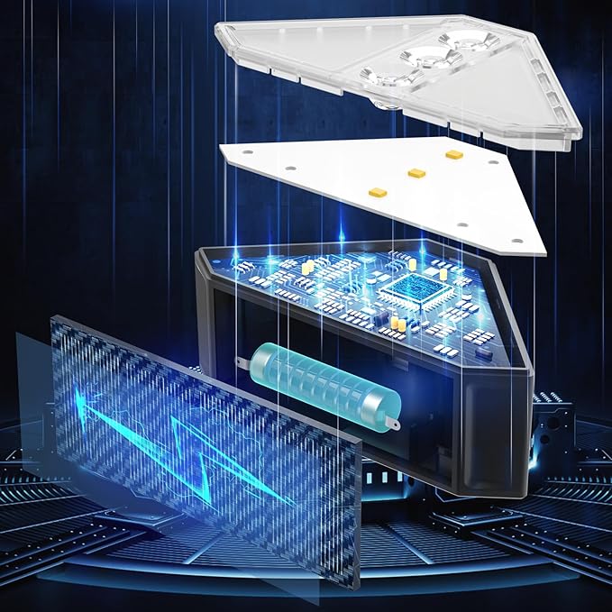 ROSHWEY Solar Step Lights for Outside, 12 Pack Solar Stair Lights Outdoor Waterproof, Triangle Deck Step Lights Solar Powered, Outdoor Decor Lighting for Front Porch, Backyard, Patio, Warm White