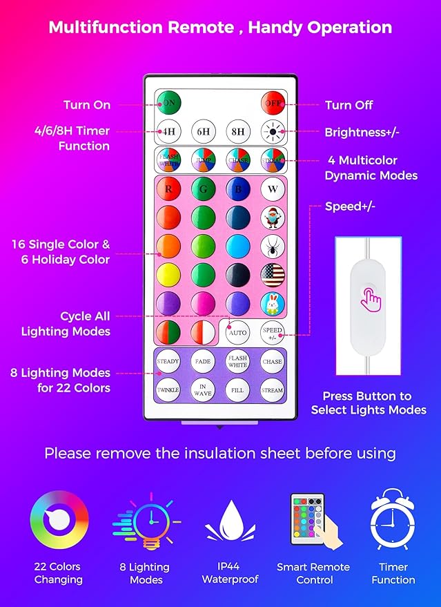 Minetom Christmas Lights Color Changing - 22 Colors 198FT 600 LED Fairy String Lights with Remote,Twinkle Fairy Lights Indoor with 12 Lighting Modes, Pastel Easter Lights for Bedroom