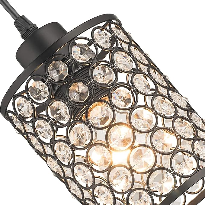 Battery Operated Pendant Lights with Remote 3 Packs, Rechargeable Pendant Light Not Hardwired,Crystal Glass Chandelier Cordless Ceiling Hanging Lamp for Kitchen Island Dining Room Table