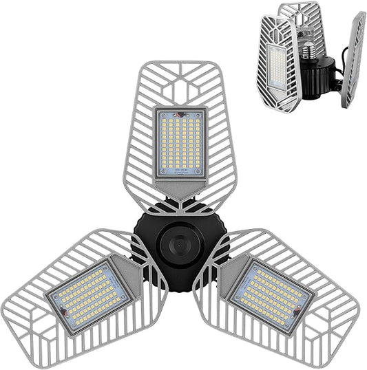 LZHOME LED Garage Lights, Deformable Ceiling Light 9000 Lumens, 82W CRI 80 Shop Light, Adjustable Garage Lights, Led Lighting (No Motion Activated) (1-Pack)