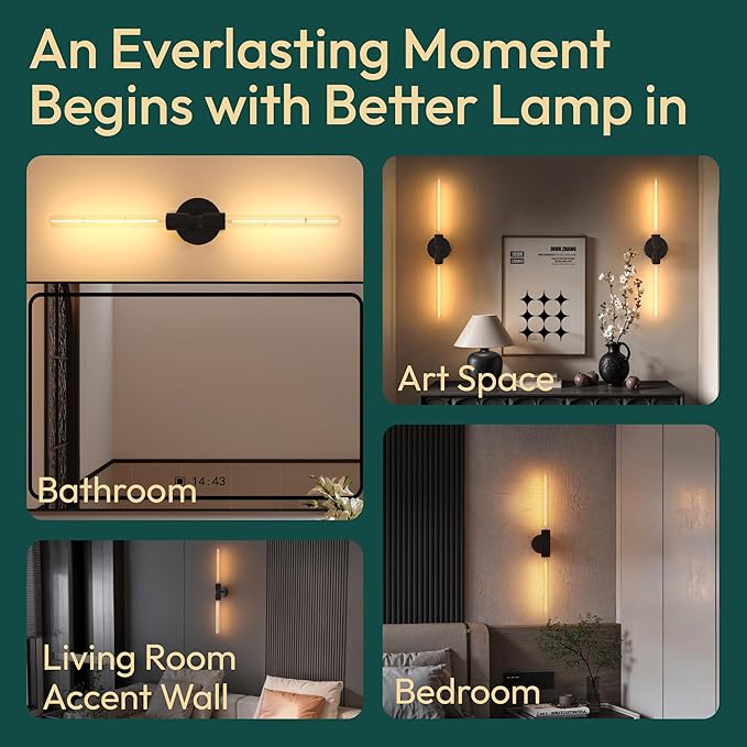 ALAMPEVER Modern Linear Wall Sconce with LED Bulb Included, Dimmable Minimalist Wall Light for Bathroom, Bedroom, Living Room & Hallway, 1 Pack
