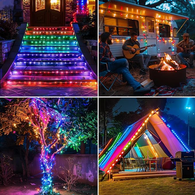 98FT 300LEDs Solar Rope Lights for palm Garden Decor,Rechargeable Solar string Light with Remote Control for Trampoline,Outdoor Palm Tree Holiday Lights for Pathway Pool Patio Party Yard(Multi Color)