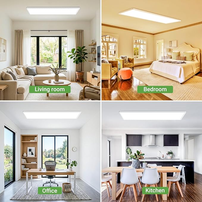 zemty LED Flat Panel Light with Remote 31.4x9.8 Inch, 36W 3800LM 3000K-6000K Adjustable Color Temperature, Dimmable Flush Mount Ceiling Light Fixture for Kitchen Bedroom Garage