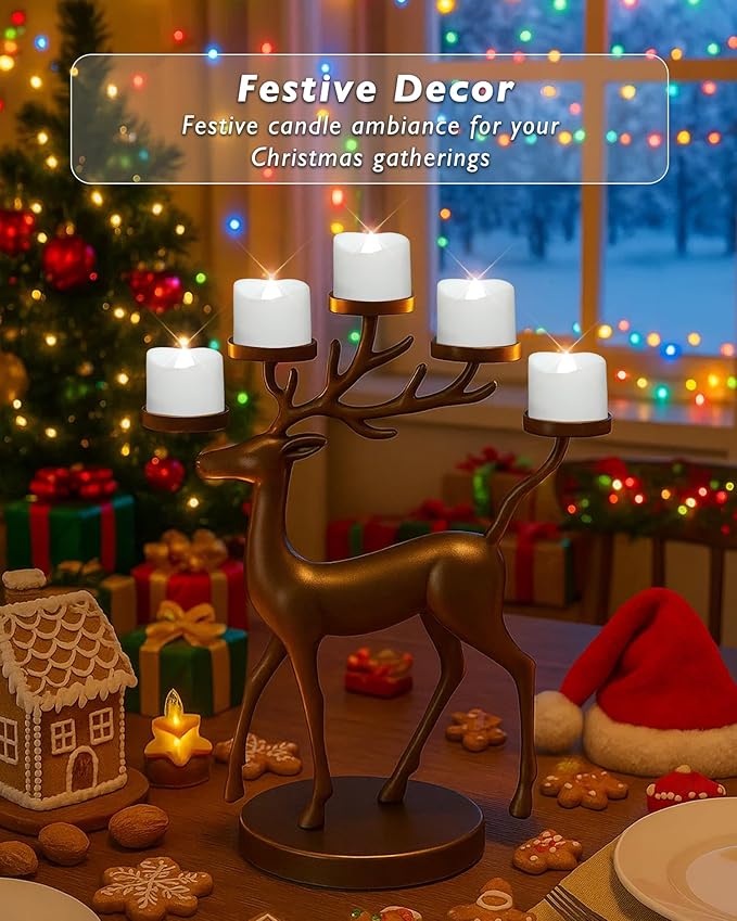 Raycare Cool White Battery Operated Tea Lights, 200+Hour Electric Flickering Flameless Candles, Realistic Votive LED Tea Lights for Wedding Party Table Thanksgiving Christmas Decorations, Pack of 12