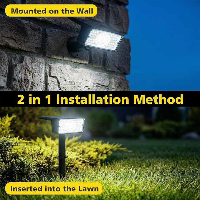 T-SUN Solar Spot Lights Outdoor 4 Pack, 49 LED 2 Lighting Modes, IP65 Waterproof Solar Landscape Spotlights, Dusk to Dawen LED Lights for Yard, Garden, Driveway, Pathway (White)