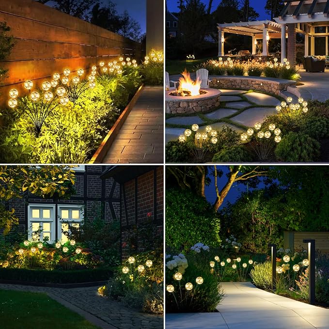 Outdoor Solar Lights for Yard, 4 Packs 16LED, Solar Globe Lights Outdoor, Garden Decor for Outside, Patio Decor for Outside, Unique Gifts for Women, Gifts for Grandma