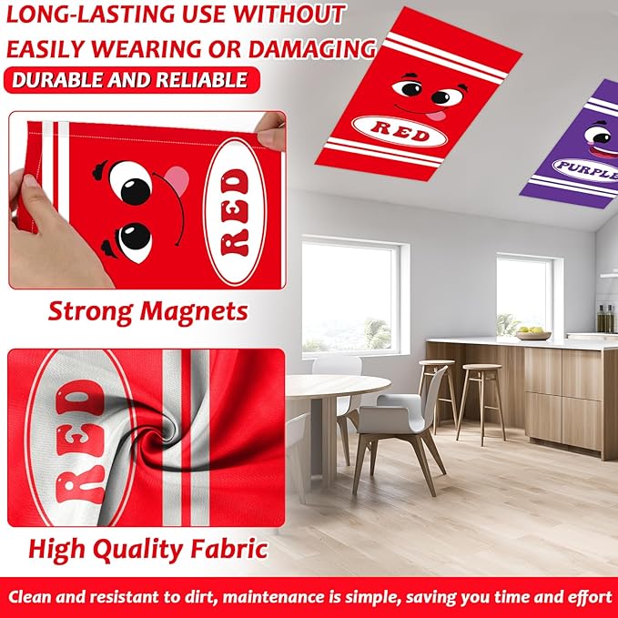 Wiooffen 6 Pcs Fluorescent Light Covers with 60 Magnets Decorative for Classroom Ceiling Lights 4 x 2 Feet Magnetic Light Cover Filter Easy Install for Office Hospital Home Ceiling Supplies (Crayon)