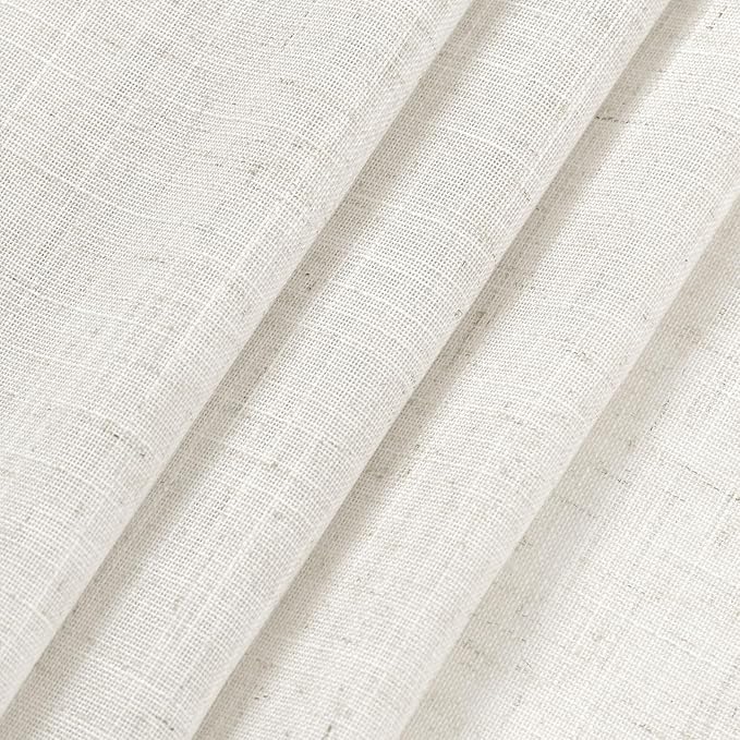 Nanspring Beige White Linen Curtains for Living Room 94 Inches Long Back Tab and Rod Pocket Light Filtering Semi Sheer Curtain Rustic Farmhouse Decor Luxury Drapes for Bedroom Office 52x94, 2 Panels
