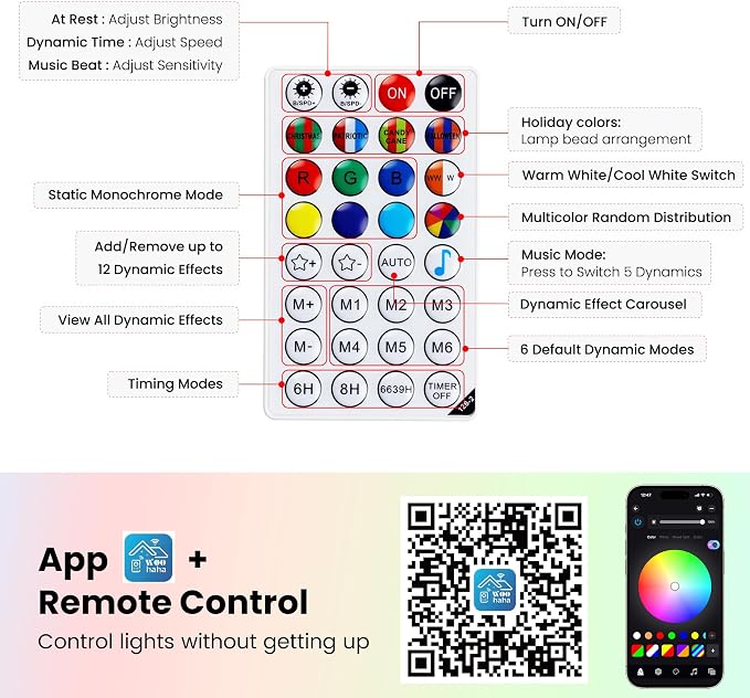 HEYFUNi Smart RGB-IC Curtain Lights - 8.2x6.6ft 280 LED Window Lights with App Control & Music Sync, Warm White & Magic Color Changing Fairy Lights with 2.4G Remote, DIY Modes for Bedroom Party