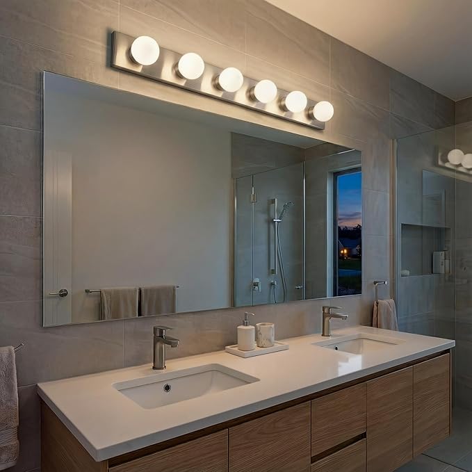 Kichler 36" Bath Bar Vanity Light in Brushed Nickel, 6-Light Traditional Bathroom Light, (36" L x 4.25" H), 626NI