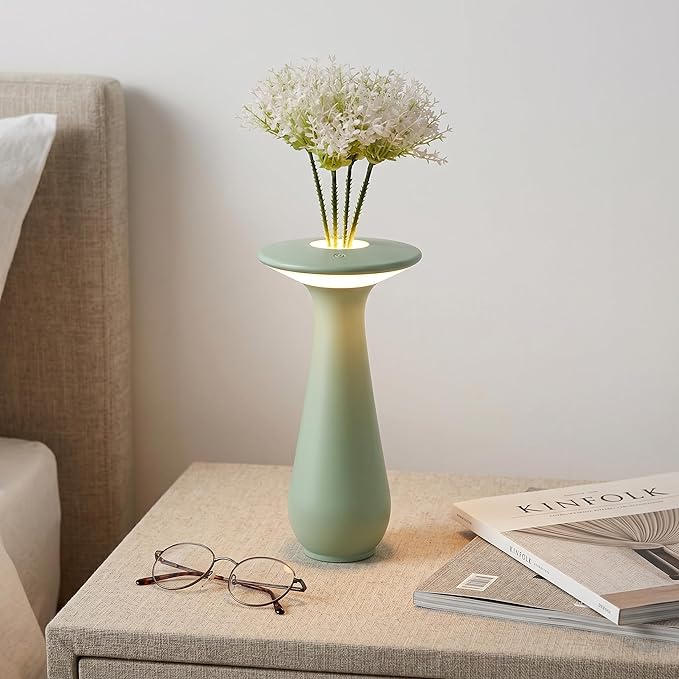 Flower Table Lamp,Rechargeable Coredless Table Lamp for Restaurant,Vase Lamp for Bedroom,Flower Lamp for Dining Table,Small Night Light,Gifts for Mom,Birthday Gifts for Women,Office,Home
