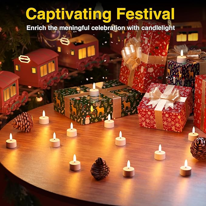 Rechargeable Flameless Tea Lights Candles with Charging Station,LED Tea Lights Candles with Remote Control Timer for Valentine's Day,Centerpiece Table Decorations,Anniversary,Home Decor,12-Pack