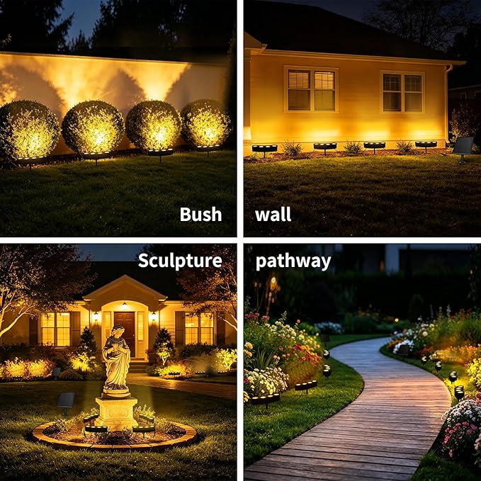 Sublume Solar Tree Lights Outdoor, Upgraded Landscape Lighting with 4000mAh Battery, Warm White LED Ring Palm Tree Lights, 3-in-1 (Stake/Tie/Hang), IP65 Waterproof Spotlights for Flag Pole, Garden