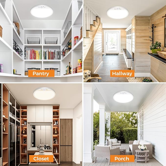 slochi 1Pack Motion Sensor Light Indoor Wired, 12 Inch 3000K/4000K/6500K Closet Lights Motion Sensored, 24W 2400LM Flush Mount Ceiling Light for Hallway Pantry Stairwell Porch, White