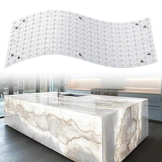 Lichaser 8 Pack LED Backlight Sheet White 6000K 24V 36W, Dimmable LED Panel Sheet Compatible with Alexa, Flexible Backlit Light Remote & APP Control, 19.7X9.7 Inch for Marble, Onyx, Quartz Countertop