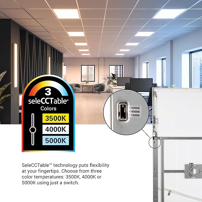 Metalux MMS Multi-Mount 1x4 LED Panel Ceiling Light with 3 CCT and Lumen Select, 0-10V Dimming, Surface Mount, Recessed, Suspended, Wall Mount, 90 CRI - 14MMS-L3C3-UNV