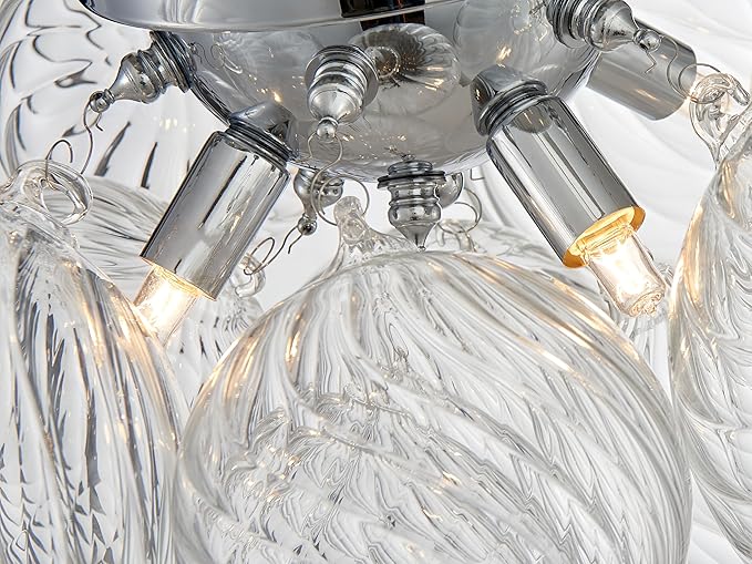 Shrine Lighting Chrome Bubble Glass Ceiling Light, Flush Mount Ceiling Light for Living Room, D18'' x H9'', G9*4 Sockets, Globe Glass Shade & Chrome Finish Frame
