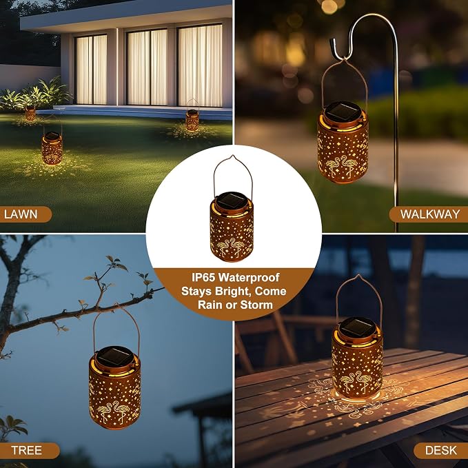 Flamingo Solar Lanterns, Mothers Day Gifts for Mom Grandma Women, Flamingo Gifts for Women, Outdoor Waterproof Hanging Garden Decor Light for Patio Yard Pool