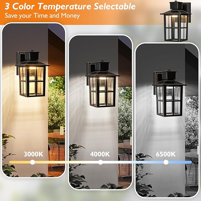 Brightever Outdoor Wall Lantern, 10W LED Exterior Waterproof WallSconce Light Fixture, 3000K/4000K/6500K Selectable, 800LM High Brightness, Oil Rubbed Bronze Anti-Rust Wall Light for Yard, Entryway